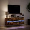 vidaXL Mobile TV a Parete con Luci LED Rovere Fumo 130x31x45 cm