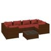 vidaXL Set Divani da Giardino 7 pz con Cuscini in Polyrattan Marrone