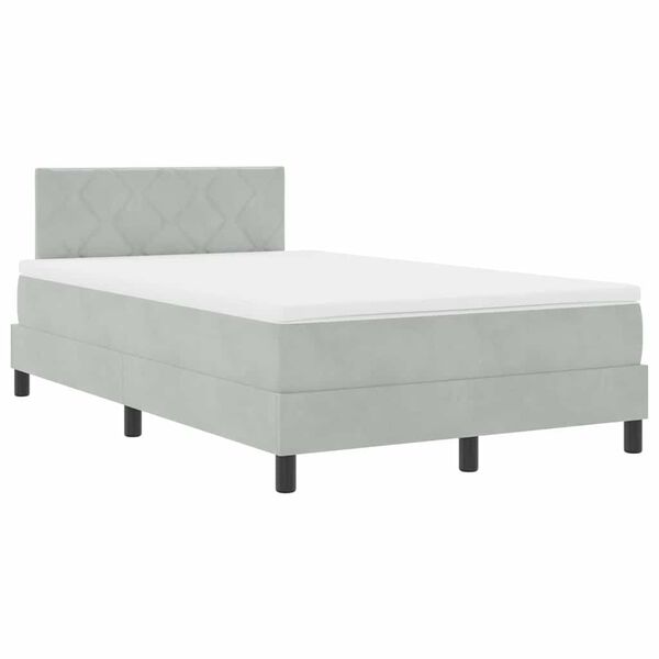 vidaXL Letto a Sorgente LED con led Grigio chiaro 120 x 190 cm Velluto