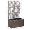 vidaXL Letto Rialzato Traliccio 2 Vasi 58x30x107 cm Polyrattan Marrone