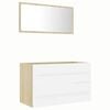 vidaXL Set Mobili Bagno 2 pz Bianco e Rovere Sonoma Legno Multistrato
