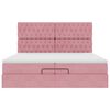 vidaXL Struttura Letto Pouf con Materassi Rosa 200x200 cm Velluto