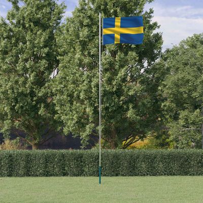 vidaXL Asta e Bandiera Svezia 6,23 m Alluminio