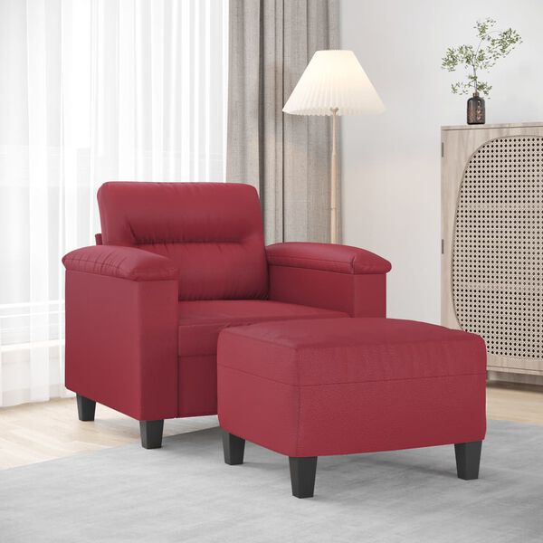 vidaXL Poltrona con Poggiapiedi Rosso Vino 60 cm in Similpelle