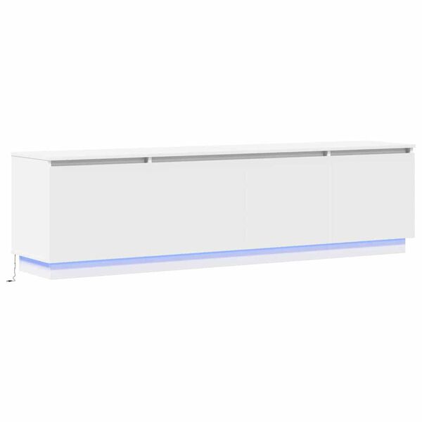 vidaXL Mobile TV con led Bianco 180 x 38 x 49 cm Legno multistrato