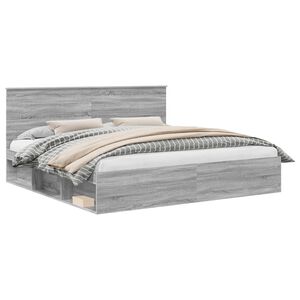 vidaXL Struttura del letto Grigio Sonoma 200 x 200 cm Pino massello