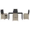 vidaXL Set da Pranzo per Giardino 5 pcs Grigio chiaro polyrattan