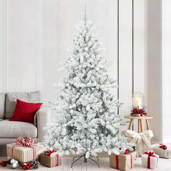 vidaXL Albero di Natale Artificiale con Rami Pieghevoli Bianco 210 cm