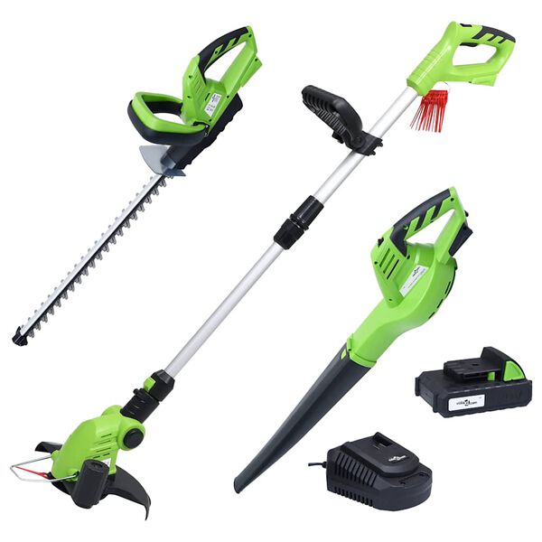 vidaXL Set 3 Utensili da Giardino a Batteria con Batterie e Caricatore