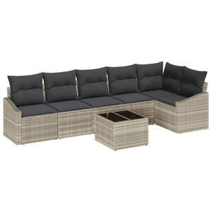 vidaXL Set Divano da Giardino 7 pz Grigio chiaro polyrattan