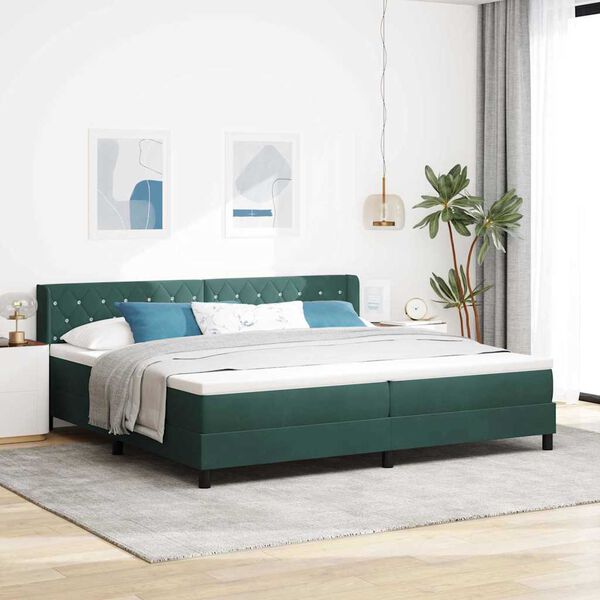 vidaXL Letto a molle con materasso Verde Scuro 200 x 200 cm Poliestere
