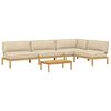 vidaXL Set di divani con cuscino 5 pcs Beige Legno di Acacia Massello