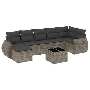 vidaXL Set Divano da Giardino 8 pz con Cuscini Grigio in Polyrattan