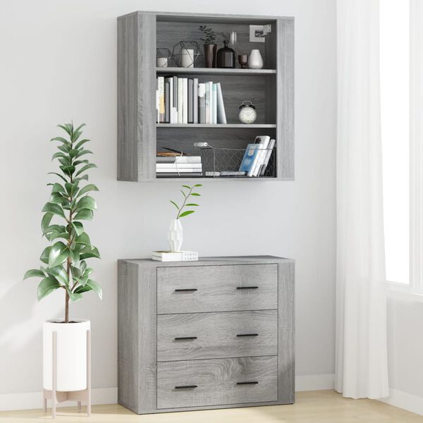 vidaXL Credenza Grigio Sonoma in Legno Multistrato