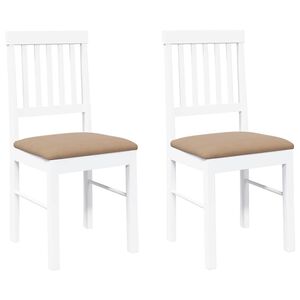 vidaXL Sedie da Pranzo con Cuscini 2 pz Bianco Legno Massello di Hevea