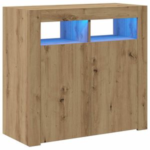 vidaXL Credenza con Luci LED Artigianale 80x35x75 cm in Truciolato
