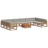 vidaXL Set di divani da esterno 11 pcs Grigio Naturale e Chiaro