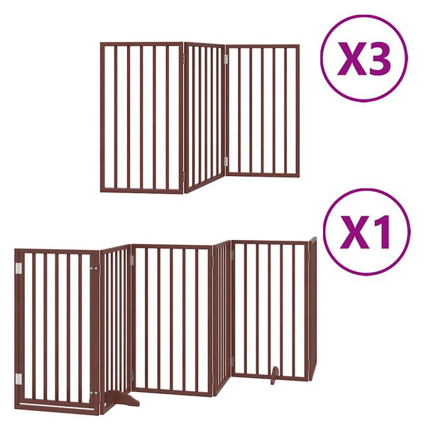 vidaXL Cancello Cani Porta Pieghevole Marrone 15 Pannelli 750cm Pioppo
