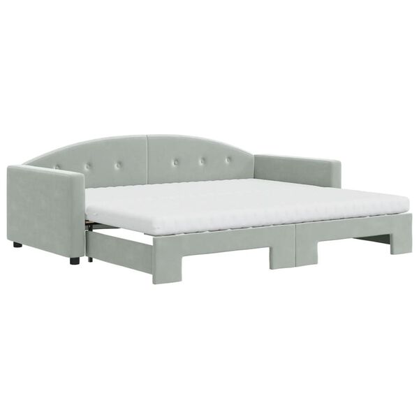 vidaXL Divano Letto Estraibile Materassi Grigio Chiaro 90x190 Velluto