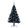 vidaXL Albero di Natale artificiale con luci integrate Nero 150 cm PVC