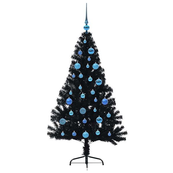 vidaXL Albero di Natale artificiale con luci integrate Nero 150 cm PVC