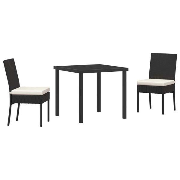 vidaXL Set da Pranzo per Giardino 3 pcs Nero