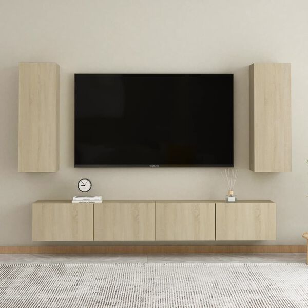 vidaXL Set di Mobili TV 4 pz Rovere Sonoma in Legno Multistrato