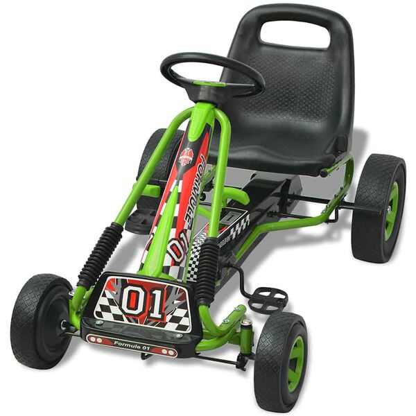 vidaXL Go Kart a pedali con seduta regolabile Verde