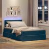 vidaXL Letto con contenitore e LED Blu Scuro 120 x 200 cm Velluto