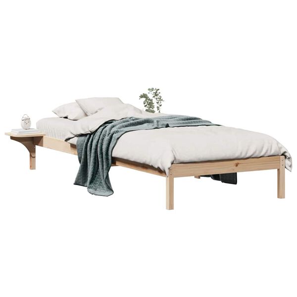 vidaXL Letto con Tavolini Laterali Naturale 100 x 220 cm Pino massello