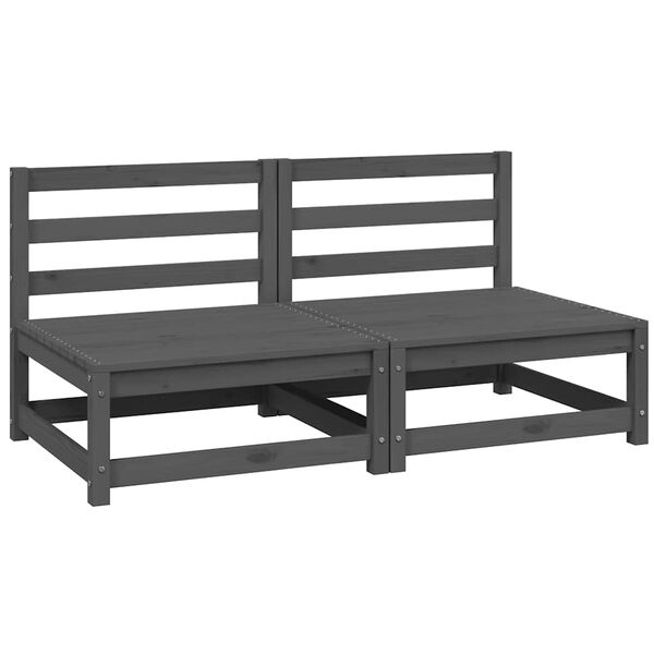 vidaXL Divani Centrali da Giardino 2 pz Grigio in Massello di Pino