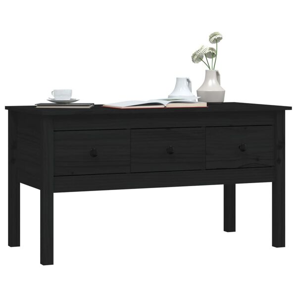 vidaXL Tavolino da Salotto Nero 102x49x55 cm in Legno Massello di Pino