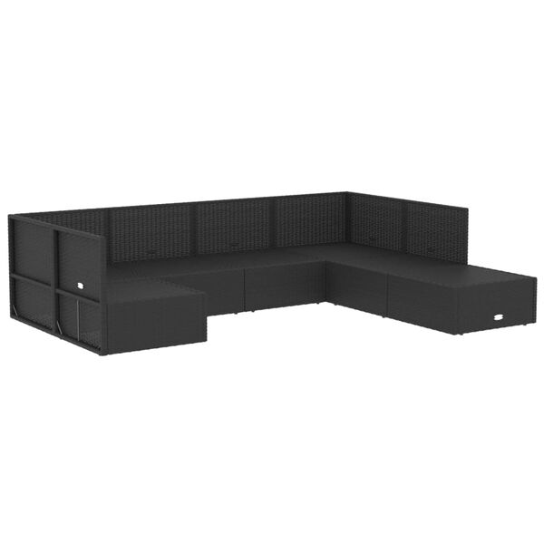 vidaXL Set Salotto da Giardino con Cuscini 7pz Nero Polyrattan