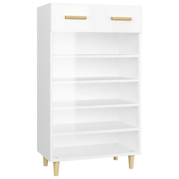 vidaXL Scarpiera Bianco Lucido 60x35x105 cm in Legno Multistrato