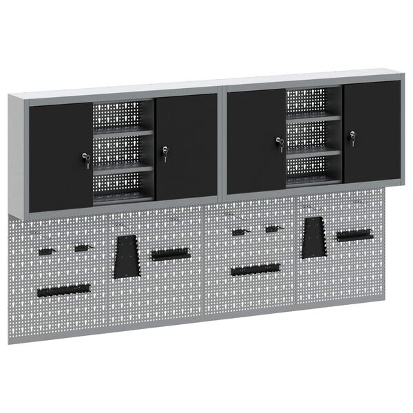 vidaXL Set di armadi per attrezzi con lo scaffale 6 pcs Nero