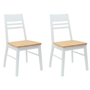 vidaXL Sedie da pranzo 2 pz Legno di gomma solido Bianco