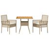 vidaXL Set da Pranzo per Giardino 3 pcs Beige Poly Rattan