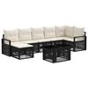 vidaXL Set Divano da Giardino 8 pz Nero e Bianco Crema polyrattan