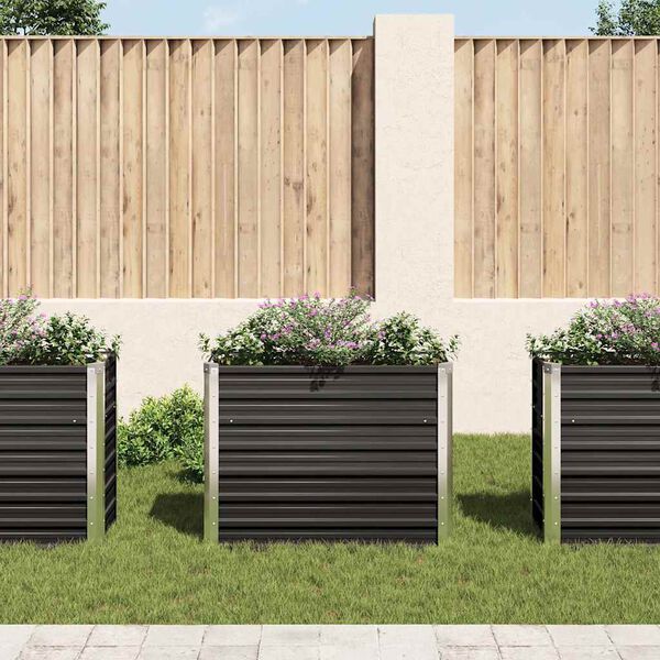 vidaXL Fioriera per Giardino Antracite 100x40x77 cm in Acciaio Zincato