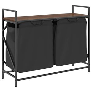 vidaXL Cesto della Biancheria 2 Scomparti con Ripiano Rovere Marrone