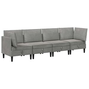 vidaXL Set di mobili per il soggiorno 4 pcs Grigio Chiaro Velluto