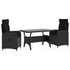 vidaXL Set da pranzo per esterni 3 pcs Nero polyrattan