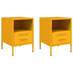 vidaXL Comodini 2 pz Giallo Senape 36x39x50,5 cm in Acciaio