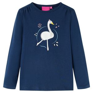 vidaXL Maglietta da Bambina a Maniche Lunghe Blu Marino 116