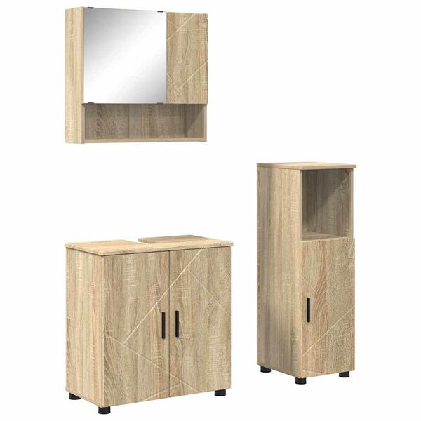 vidaXL Set di mobili per il bagno con porta 3 pcs Rovere Sonoma