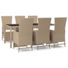 vidaXL Set da Pranzo da Giardino 7 pz con Cuscini Beige in Polyrattan