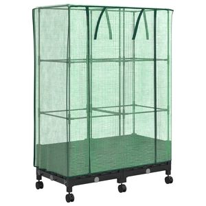 vidaXL Vaso da Giardino con Copertura per Serra e Ruote 2 pz Nero PP