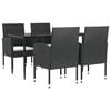 vidaXL Set da Pranzo da Giardino 5 pz Nero in Polyrattan e Acciaio