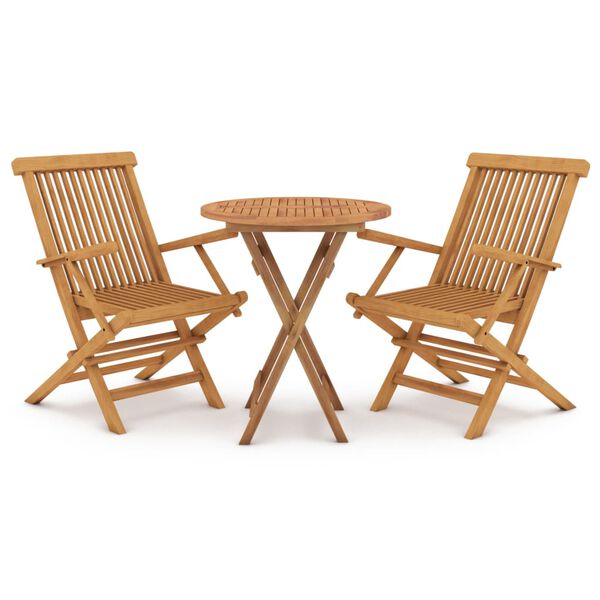 vidaXL Set da Pranzo per Giardino 3 pz in Legno Massello di Teak