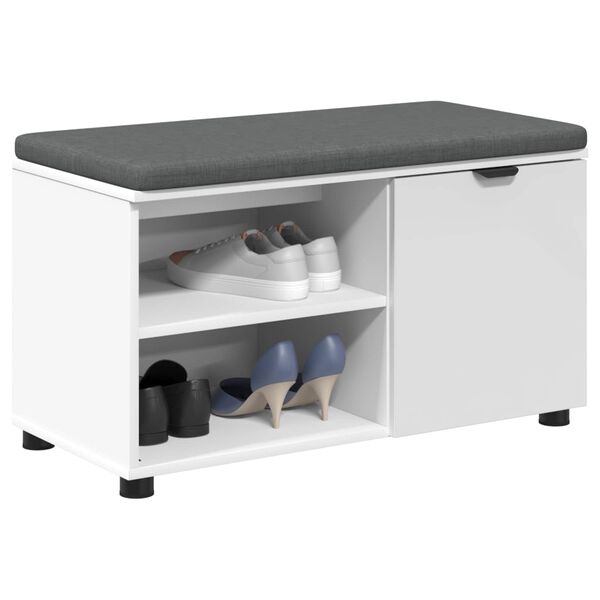 vidaXL Panca per ingresso con cuscino con porta Bianco 80 x 38 x 46 cm